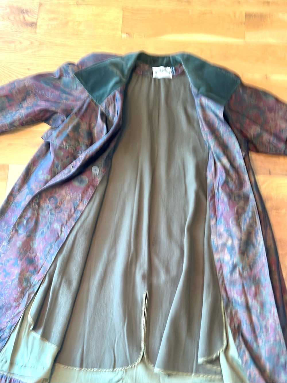 VTG Gallery Jacquard Floral Paisley Print Lined Trench Coat w/Pockets size 10 - Picture 14 of 16